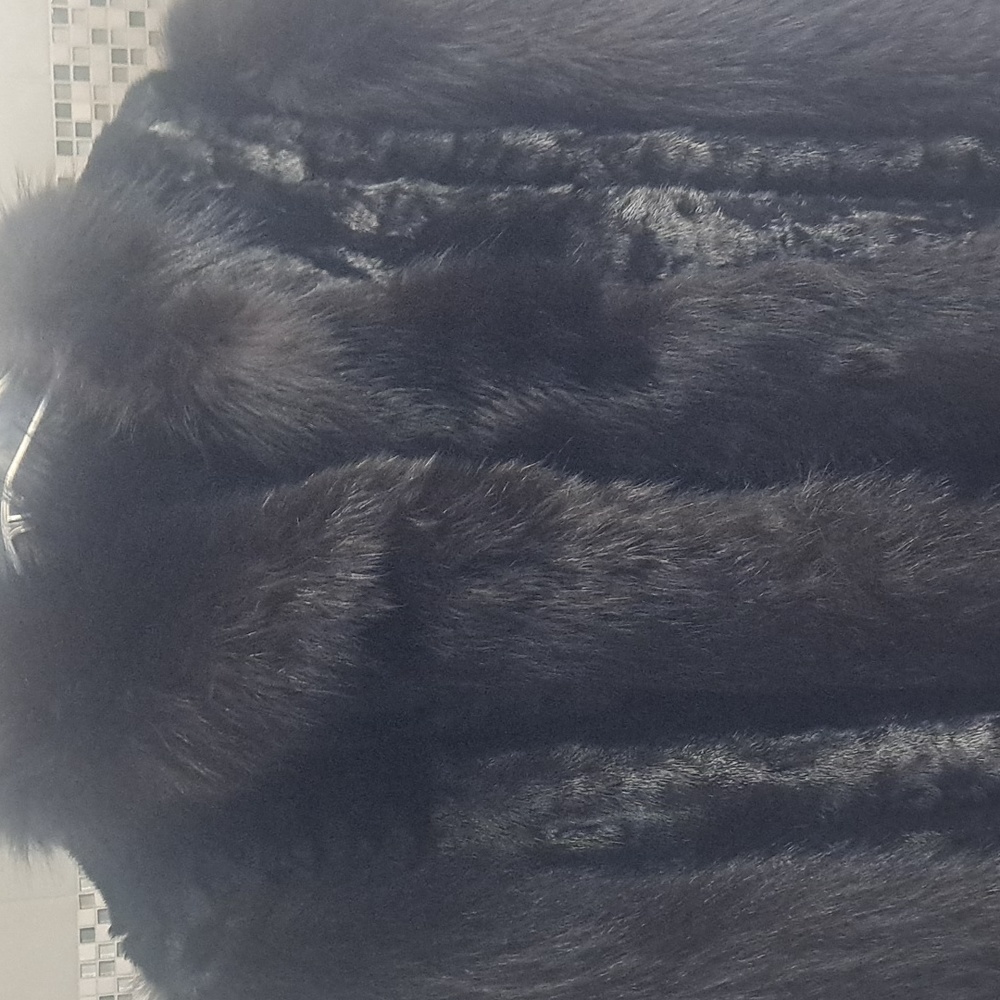 Mink tail midi coat with stand up mink fur collar and wide sleeves. T